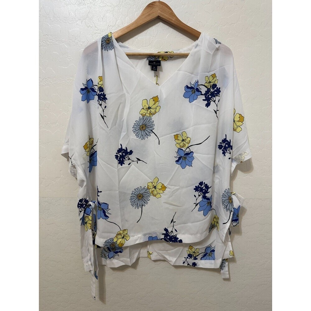 Worthington Womans Floral Top Size XL Floral Beach Coastal Office Church